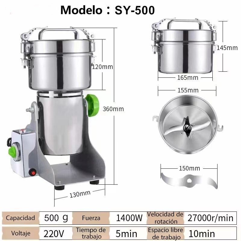 Molinillo de Café de Alta Velocidad Eléctrico Multifuncional de Grano Seco de Acero Inoxidable Tipo Columpio